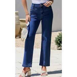 Sidefeel Women's High Rise Straight Leg Stretchy Denim Jeans Size 14 Trendy